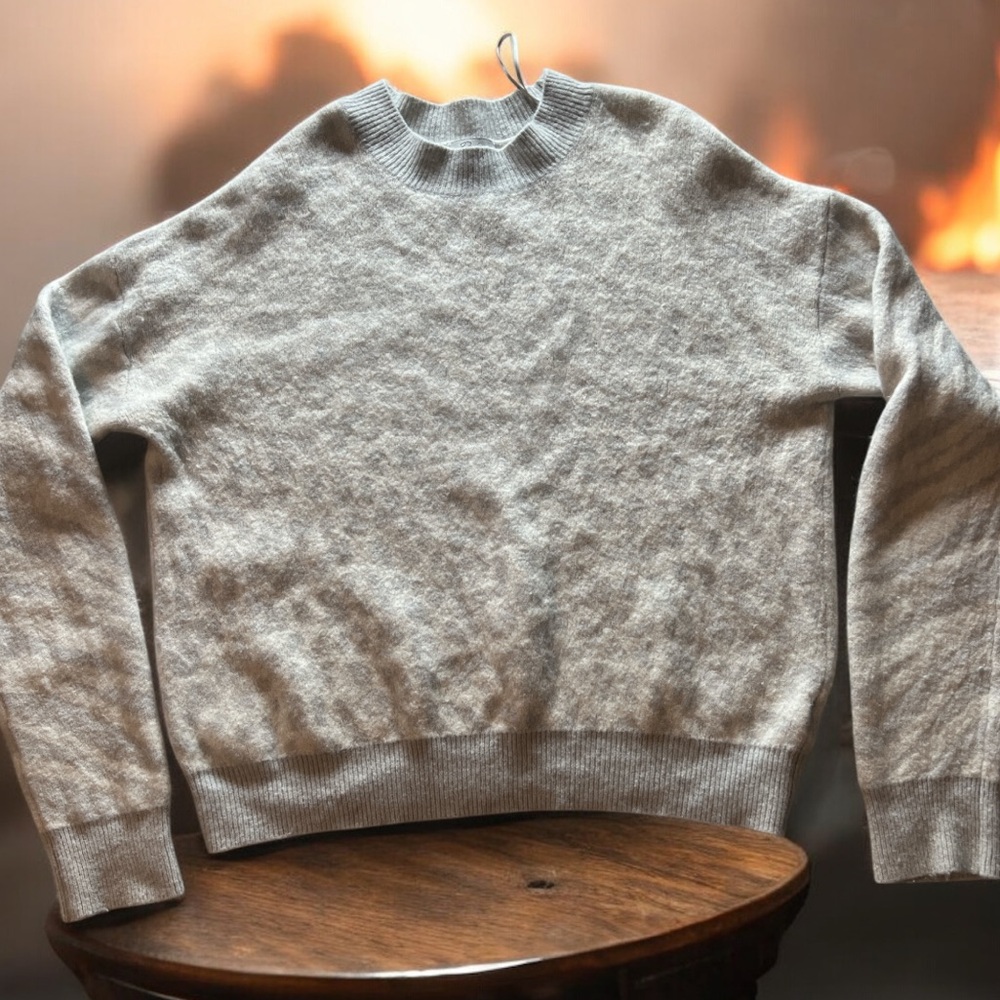 Rails Lana Ivory Grey Mixed Animal Sweater Womens Medium Merino‎ Cashmere